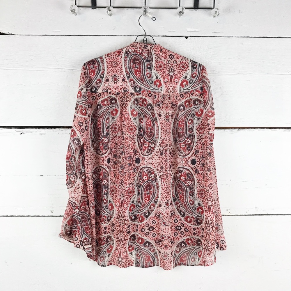 Alice and Olivia Anabel Tie Front Blouse Paisley Print, Size Small - Picture 8 of 9